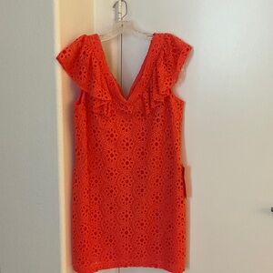 Trina Turk Orange Eyelet Lace Dress